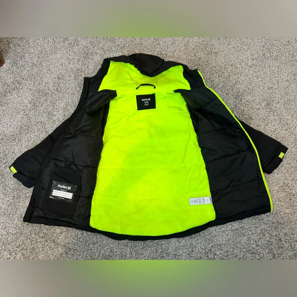 Kids Hurley Black Jacket with Neon yellow accents size s(7/8)